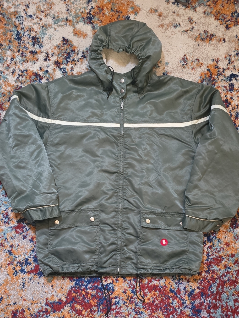 VTG 90s Twist Outerwear Sherpa Lined Snowboard Jacket Olive Green Size XL